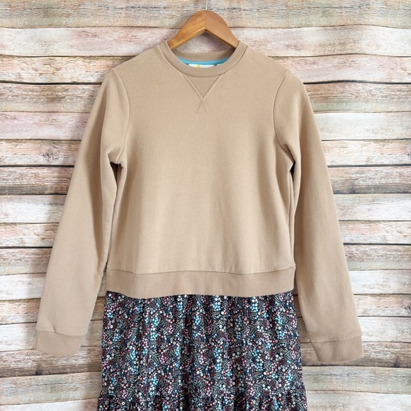 Boden Women's Mixed Media Twofer Sweatshirt Floral Print Maxi Dress Size 8 - Picture 2 of 10